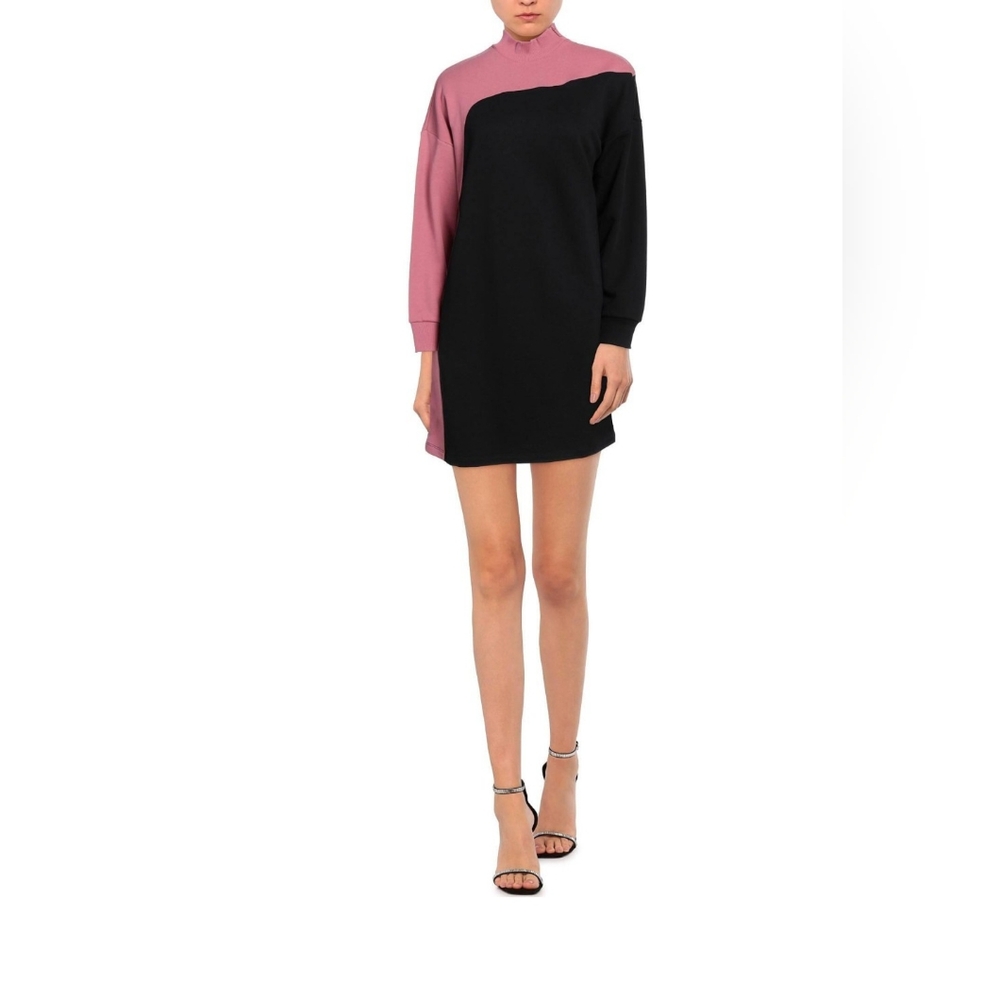 Armani Exchange Black & Pink French Terry Sheath Dress